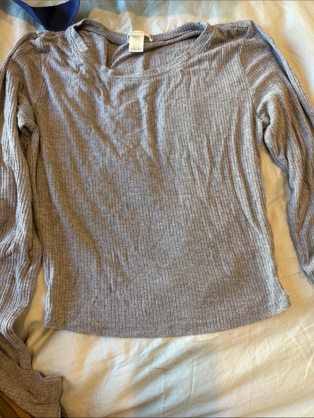 Bozzolo Ribbed Crewneck Sweater in Light Gray